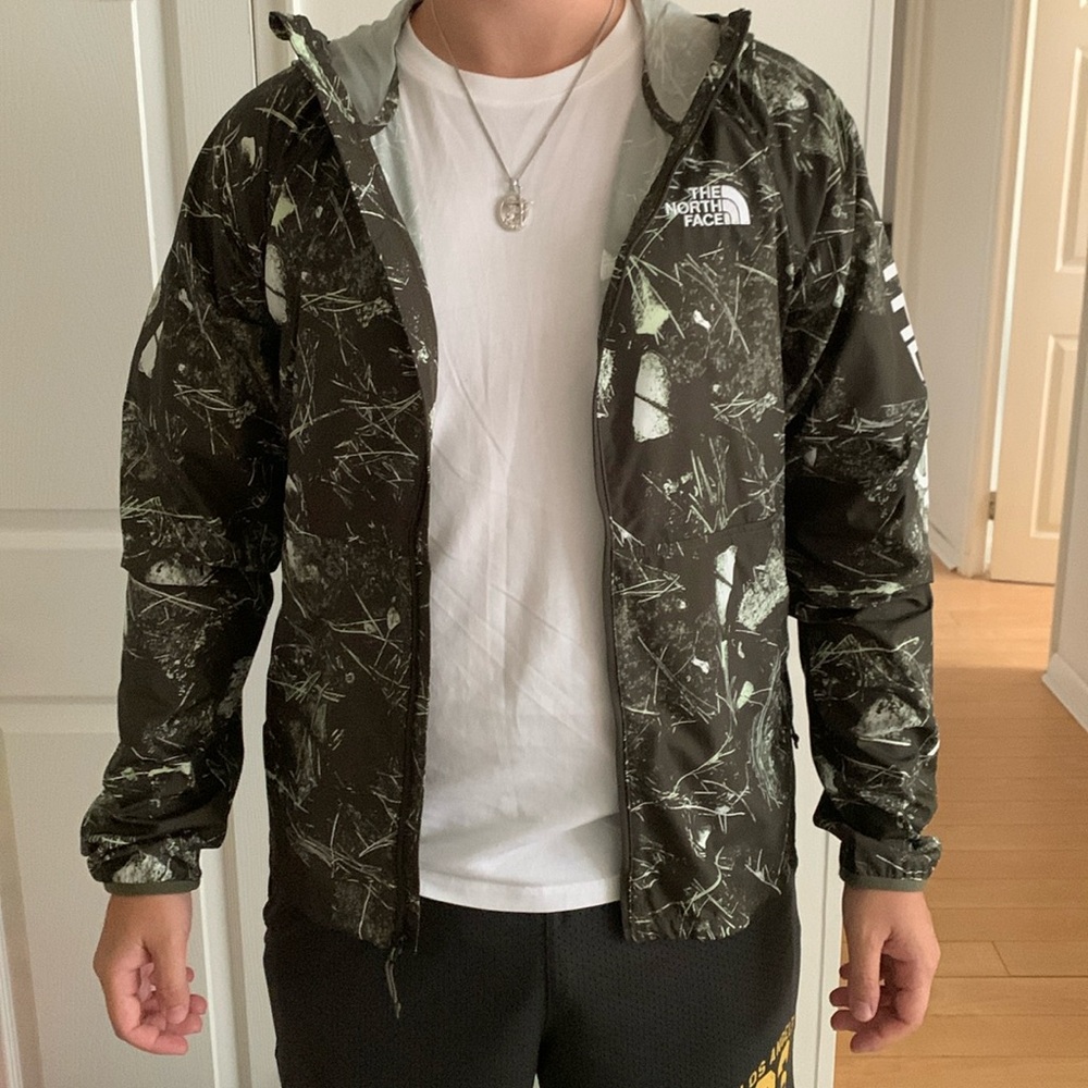 The North Face Green Camouflage Hooded Jacket